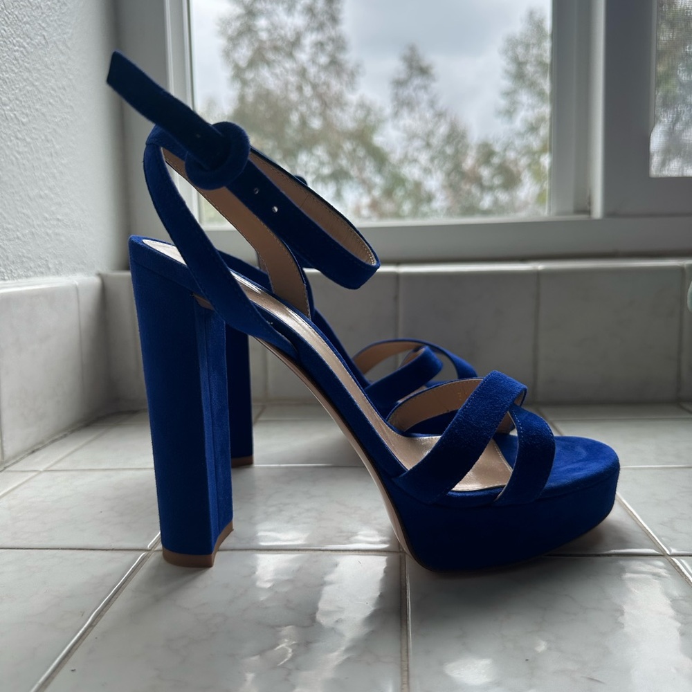 Gianvito Rossi Blue Heels with Platform and Straps
